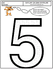 okul öncesi 5 sayısı çizgi çalışması